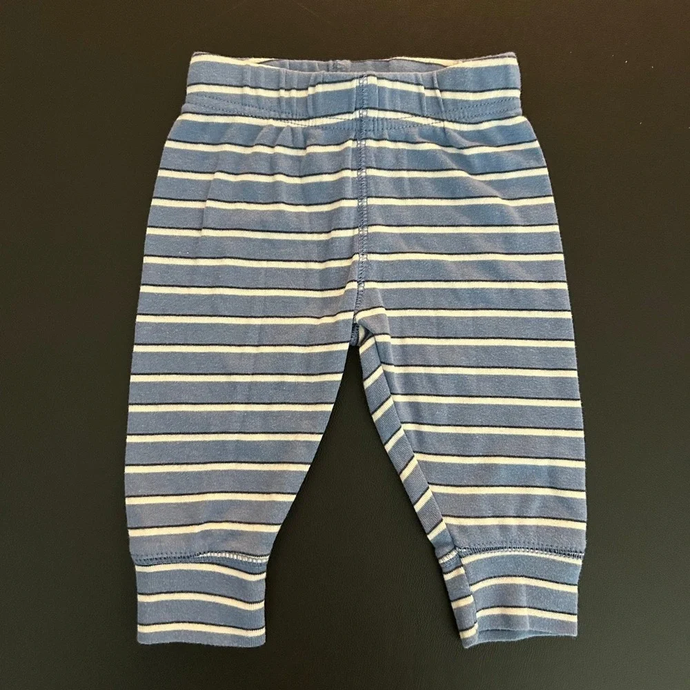 Carters Child of Mine Blue Striped Baby Pants Joggers 3-6 Months Elastic Waist